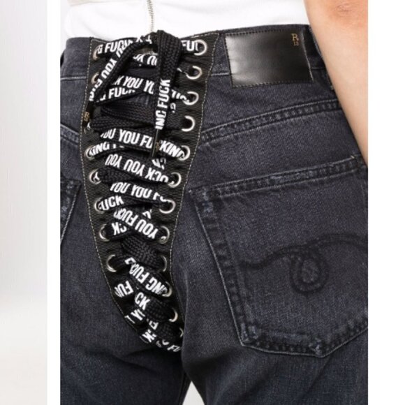R13 Back Lace Up Jeans in Jake Black Size 27 - Picture 3 of 14